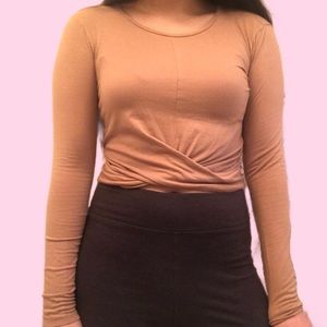 Zara Tan Colored Wrap Crop Top